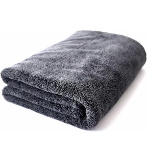 Toalla de secado de microfibra grande, 1600 GSM, diseño de bucle trenzado sin bordes, secado de un solo paso para automóviles, camiones, SUV y hogar, 22 x 33 pulgadas, gris