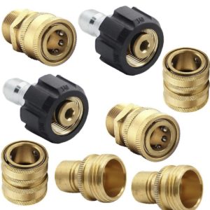 Juego de adaptadores de hidrolimpiador, kit de desconexión rápida, giro M22 a conexión rápida de 3/8 pulgadas, 3/4 pulgadas para liberación rápida
