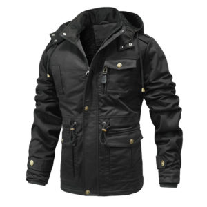 Chaqueta de invierno gruesa para hombre con capucha, forro polar, chaqueta militares de algodón, chaqueta de trabajo con bolsillos tipo cargo