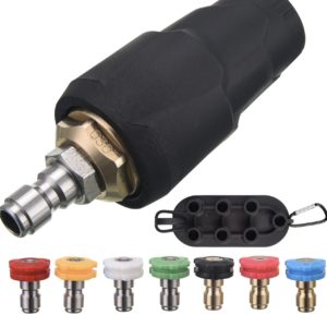 boquilla turbo giratoria de 3600 PSI para lavadora eléctrica 3.0 GPM, kit de 7 puntas de boquilla de pulverización con un soporte de boquilla de múltiples grados, conexión rápida de 1/4 pulgadas