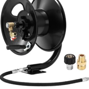Carrete de manguera para lavadora a presión, carrete de manguera de acero resistente de 100 pies para lavadora eléctrica y gas