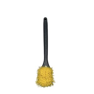Cepillo de lavado de coche, cepillo para ruedas y guardabarros, limpiador de neumáticos de mango largo para detalles de automóviles, 16.5 pulgadas, amarillo/negro