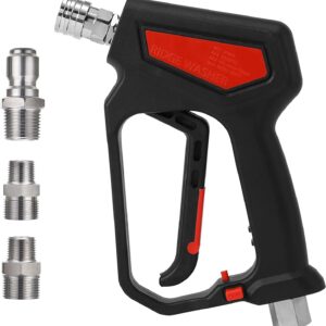 Pistola de lavado a presión 5000 PSI, 12 GPM, pistola de pulverización de alta presión con conector rápido de 1/4 pulgadas, conexión rápida de 3/8 pulgadas, conexión rápida de 3/8